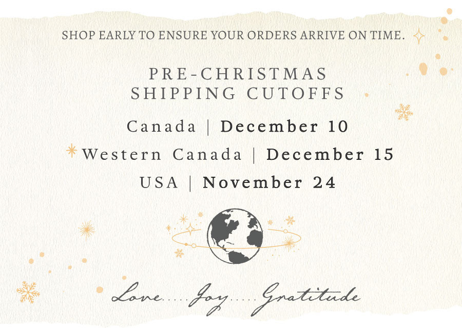 Pre-Christmas shipping cutoffs announcement with a world map graphic on a light background.