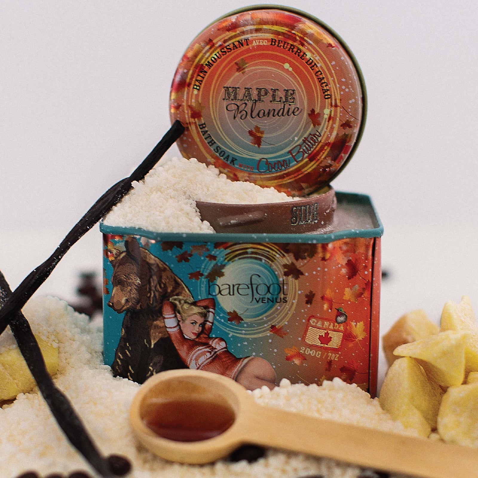 Maple Blondie Bath Soak COCOA BUTTER. SOFT SWEET-SCENTED SKIN. Barefoot Venus