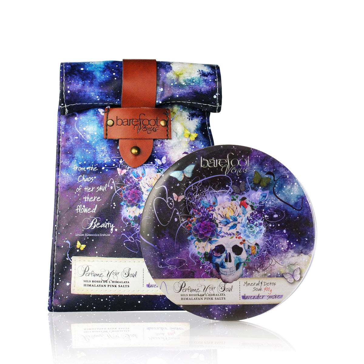 Whimsical Tin &amp; Refill Bag AROMATIC BLEND OF MINERAL-RICH SALTS Barefoot Venus